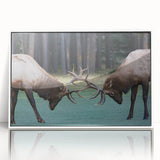 Modern art wall decor featuring a serene Alberta, Canada landscape in muted colors on a framed acrylic.