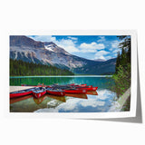 Extra large rolled print of British Columbia scenery with vibrant green forests and blue lakes.