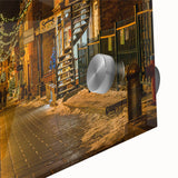 Large abstract wall art depicting a serene Quebec scenery in muted earth tones on acrylic glass.