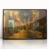 Large abstract wall art depicting a stylized Quebec scenery in black and white tones, framed in acrylic.