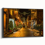 Black and white vintage poster art of a Quebec landscape on framed canvas, ideal for bedroom wall decor.