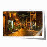 Scenic Quebec landscape on rolled print, featuring lush greenery and flowers, suited for dining room wall art.