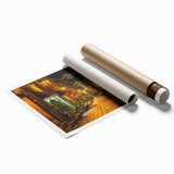 Extra large rolled print of Quebec scenery with vibrant floral elements, ideal for classy bathroom wall art.