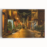 Black and white stretched canvas of Quebec scenery, ideal for kitchen wall art.