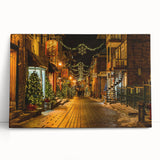 Black and white large wall art of Quebec scenery on stretched canvas, ideal for kitchen or bedroom decor.