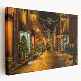 Scenic Quebec landscape on stretched canvas, showcasing muted earth tones, ideal for kitchen wall art.