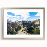 Textured abstract art print of Yukon scenery in muted earth tones on a framed canvas, suited for bedroom art.