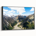 Black and white framed canvas of a vintage Yukon landscape, ideal for bedroom wall art.