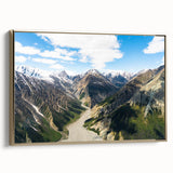 Framed canvas depicting a vintage-style Yukon landscape, with muted earth tones, ideal for bedroom wall art.