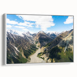 Framed canvas featuring a vintage poster art of Yukon, Canada in vibrant colors, ideal for living room decor.