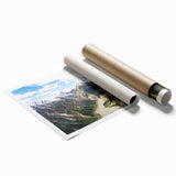 Extra large rolled print of Yukon scenery with muted earth tones, ideal for classy bathroom wall art.