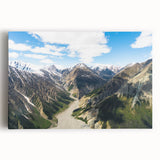 Large black and white stretched canvas featuring a scenic Yukon landscape, ideal for kitchen wall art.