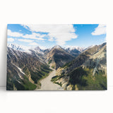 Black and white photograph of Yukon scenery on stretched canvas, suitable as large kitchen wall art or bedroom decor.