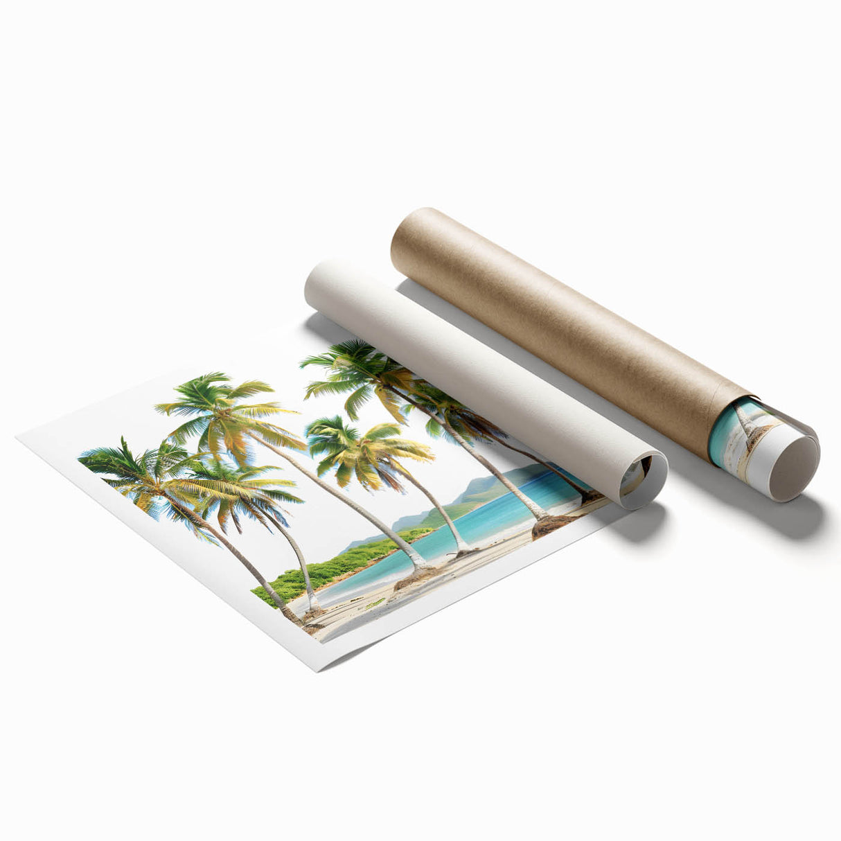 Extra large rolled print of Antigua scenery with vibrant blue and green colors, ideal for classy bathroom wall art.