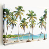 Large canvas print depicting a serene Caribbean beach scene, ideal for kitchen wall art.
