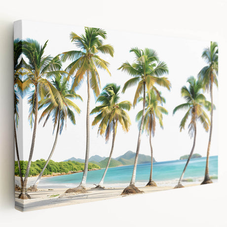 Large canvas print depicting a serene Caribbean beach scene, ideal for kitchen wall art.