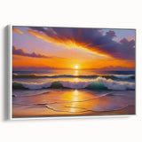 Vintage poster art of a Caribbean scenery on framed canvas, featuring vibrant tropical colors, ideal for living room decor.
