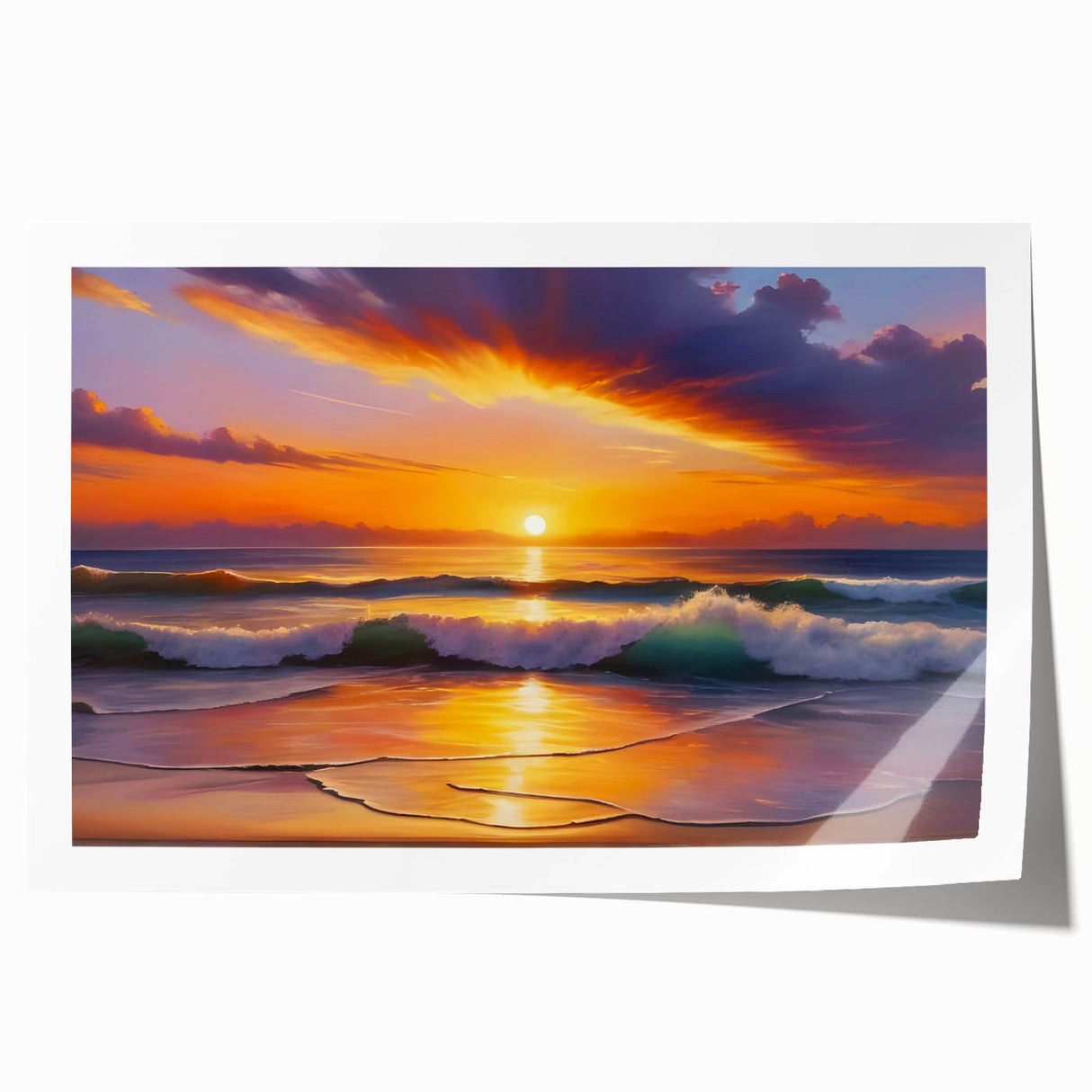 Extra large rolled print of a Caribbean beach scene in soft pastel shades, ideal for art wall dining room.