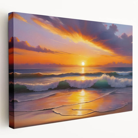 Caribbean beach scene on large stretched canvas with vibrant blue and turquoise tones, ideal for kitchen wall art.