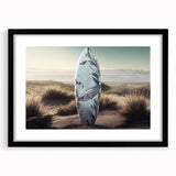 Extra large abstract art print featuring vibrant Caribbean scenery in a black frame, ideal for living room decor.