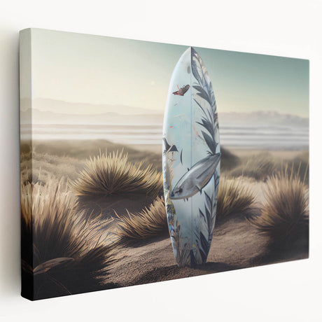 Large canvas print of a Caribbean beach scene with vivid blue and turquoise waters, ideal for kitchen wall art.