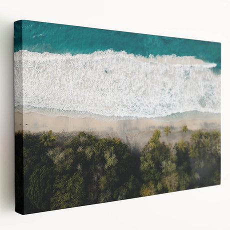 Large canvas print of a Caribbean beach scene in vibrant blues and greens, ideal for kitchen wall art.