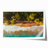 Extra large rolled print of a Caribbean scenery with vibrant green and blue tones, ideal for art wall dining room.