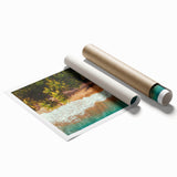 Extra large rolled print of a Caribbean Puerto Rican scenery with vibrant floral elements.