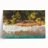 Black and white stretched canvas depicting a serene Caribbean scenery, ideal for kitchen wall art.