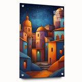 Large abstract wall art depicting a vibrant Central American landscape on acrylic glass.