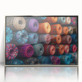 Mid-century modernist art depicting a serene Guatemalan landscape in muted earth tones, framed in silver acrylic.
