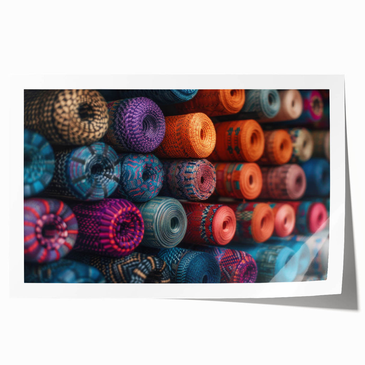 Extra large rolled print of a Central American scenery with vibrant floral elements, ideal for art wall dining room.