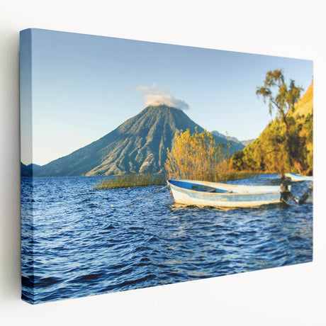 Large stretched canvas featuring a vibrant, detailed depiction of a Central American landscape, ideal for kitchen wall art.
