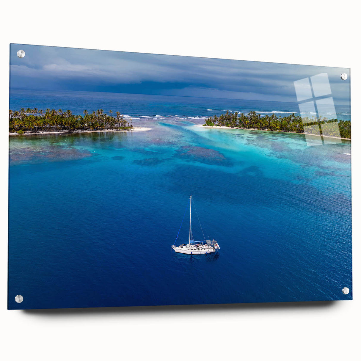 Acrylic print of a large abstract panorama depicting a vibrant Central American landscape, ideal for dining room decor.