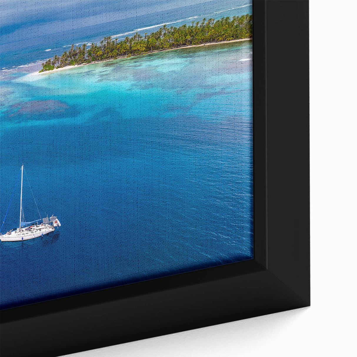 Close-up of a textured black wall art depicting Central America's Panama scenery on a framed canvas.