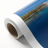 Art deco poster of Panama scenery in pastel hues on rolled canvas, suitable for nursery wall art or dining room decor.