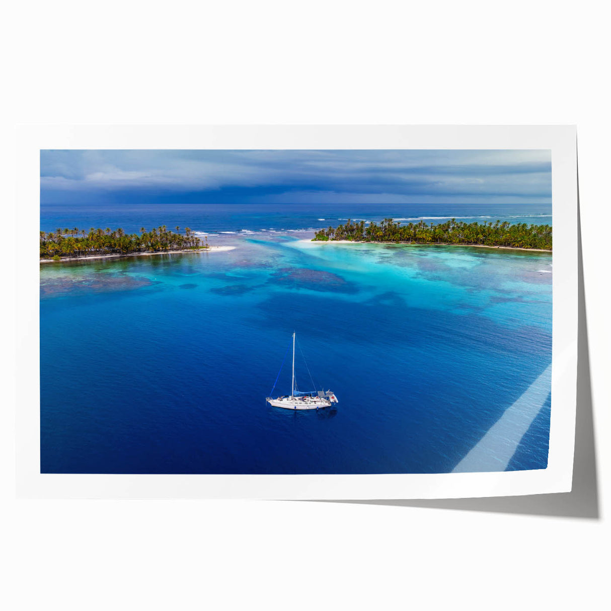 Extra large rolled print of a Central American Panama scenery with vibrant green and blue tones.