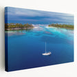 Panama scenery on stretched canvas, featuring vibrant green and blue tones, suitable as kitchen wall art.