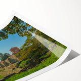 Extra large rolled print featuring line art flowers in muted colors, ideal for large living room wall art.