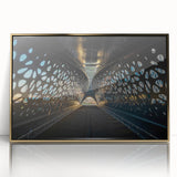 Art deco poster of a European scenery in gold frame, acrylic print, suited for modern art wall decor.