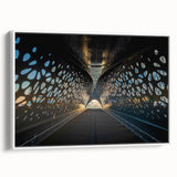 Vintage poster art of a scenic European landscape in vibrant colors on a framed canvas, ideal for living room decor.