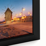 Black wall art featuring a textured, colorful European scenery on a large framed canvas, ideal for living room decor.