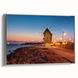 Landscape art painting of a Bulgarian scenery on a framed canvas, featuring vibrant green and blue tones.