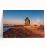 Large black and white stretched canvas of a European scenery, ideal for kitchen wall art.