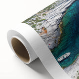 Art deco poster of a European Croatian scenery in pastel shades, on rolled canvas, suitable for nursery wall art.