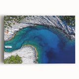 Black and white photograph of a European coastal city on stretched canvas, suitable as kitchen wall art or for a bedroom.