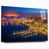 Large abstract wall art depicting a European Cyprus landscape in muted earth tones on acrylic glass.