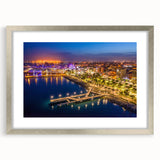 Extra large abstract art print of a European Cyprus scenery in silver frame, ideal for living room decor.