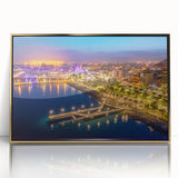 Art deco poster of a European Cyprus landscape in muted gold tones on framed acrylic, suitable for modern art wall decor.