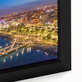 Framed canvas featuring a textured depiction of a European Cyprus landscape in black with colorful accents.